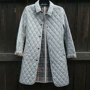 Burberry Off White Quilted Midi Jacket